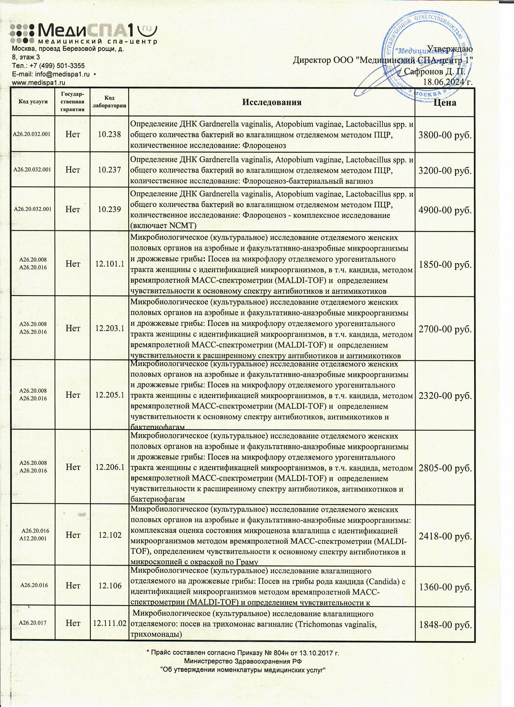 Платные медицинские услуги